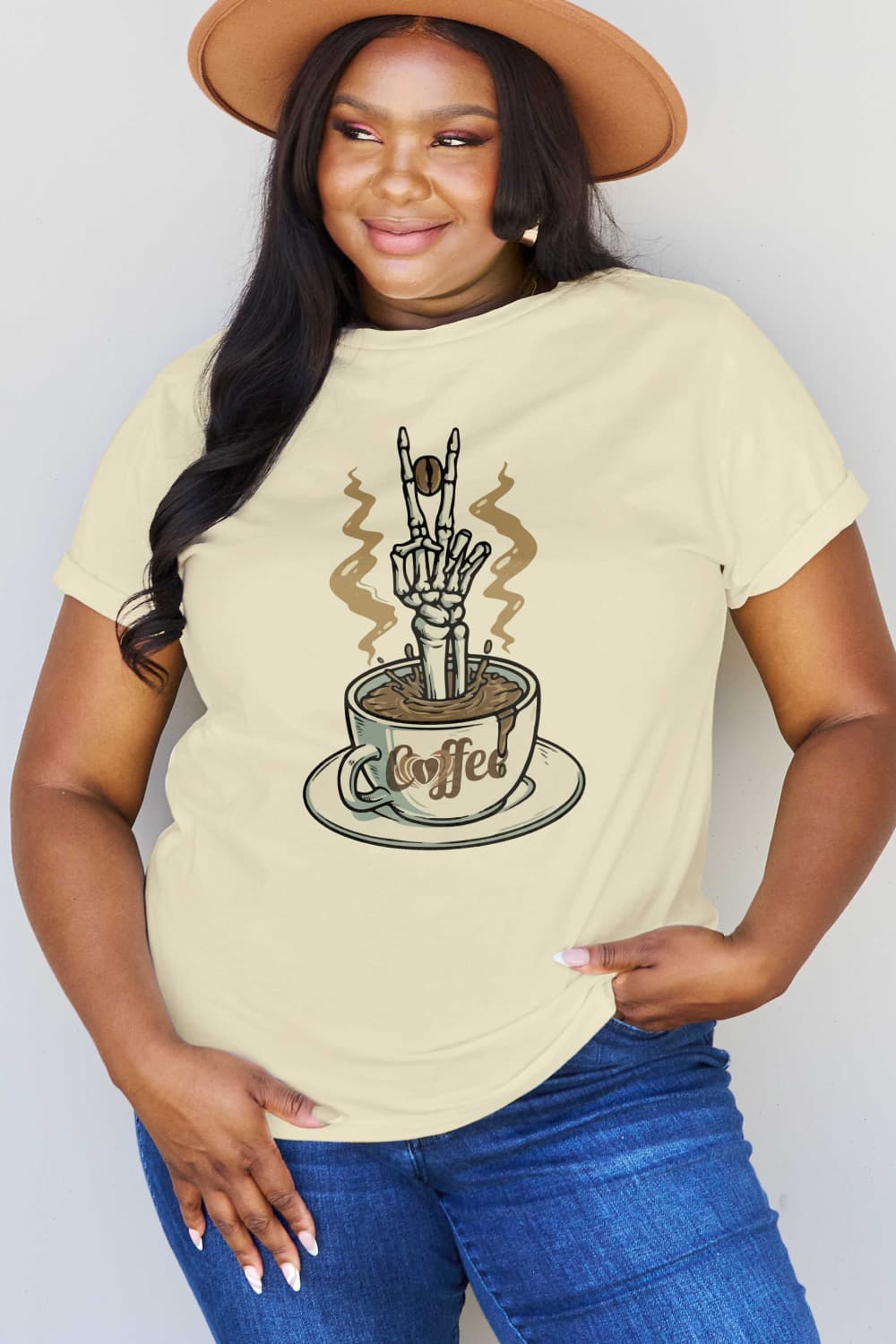 simply love full size coffee graphic cotton tee