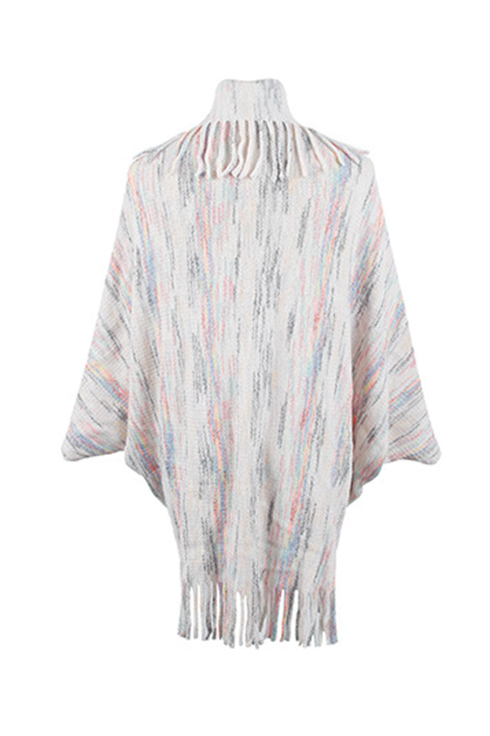 fringe detail printed poncho