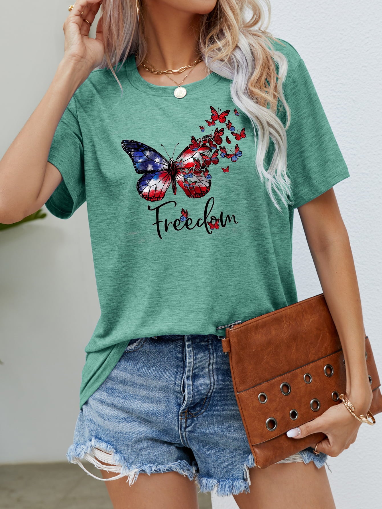 freedom butterfly graphic short sleeve tee