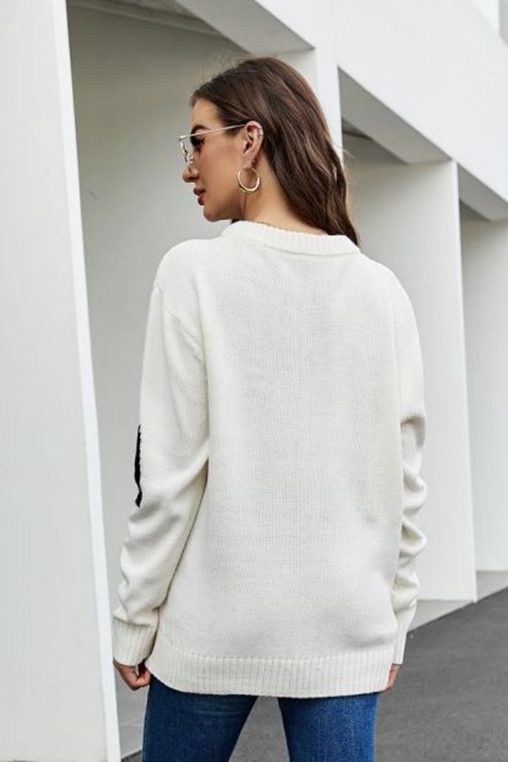 round neck dropped shoulder sweater