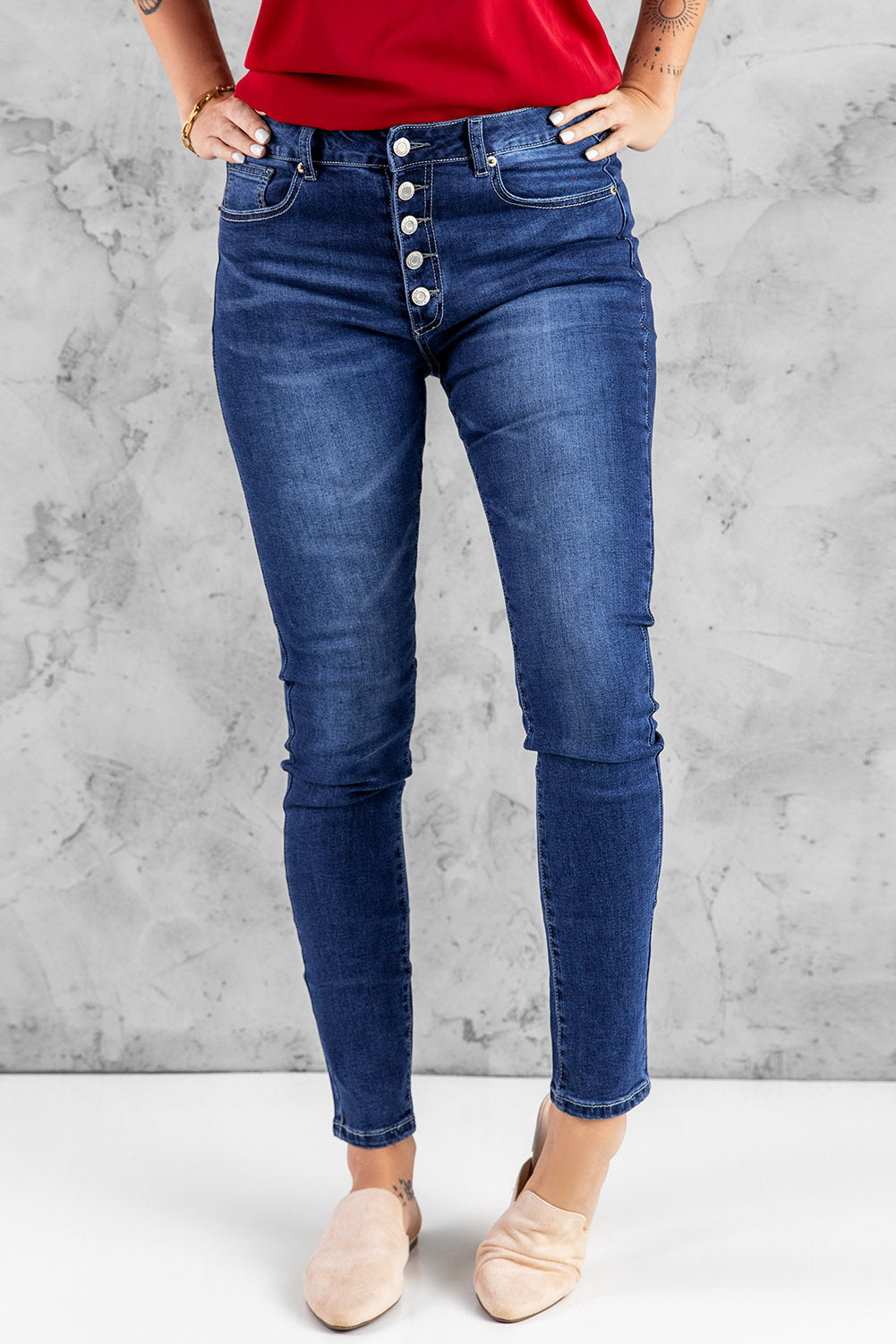 baeful what you want button fly pocket jeans