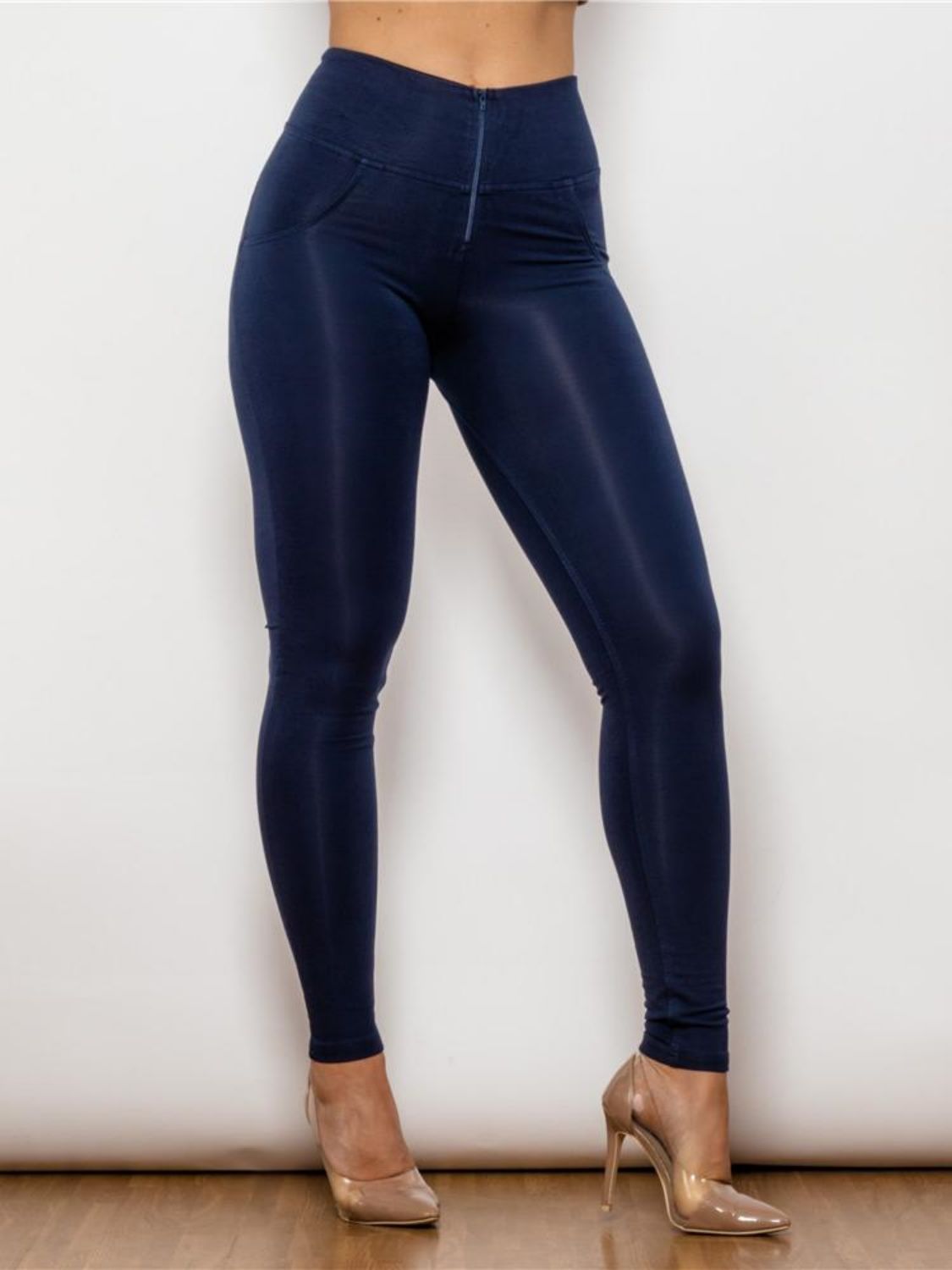 full size zip detail high waist leggings