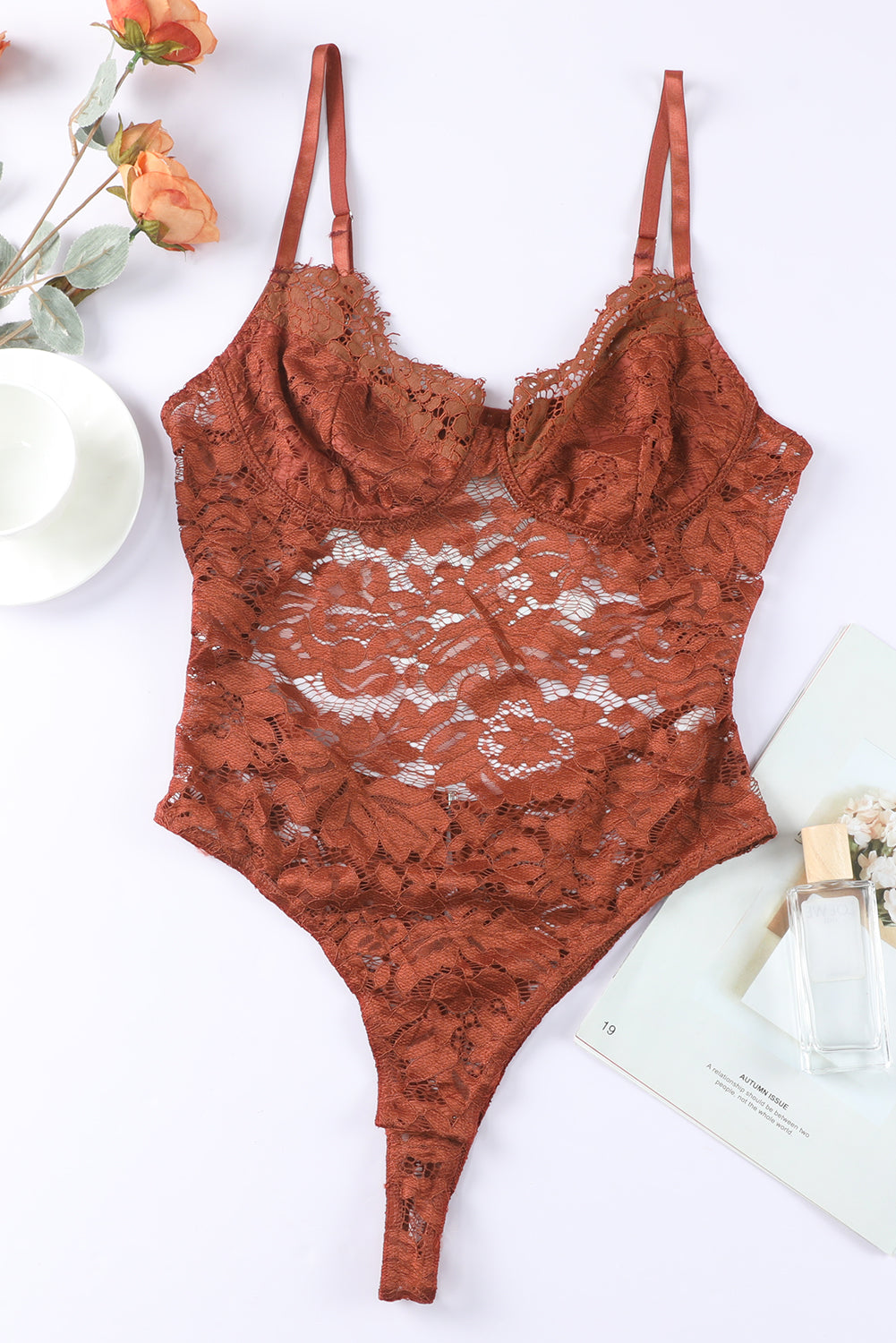 lace spaghetti straps cutout bodysuit
