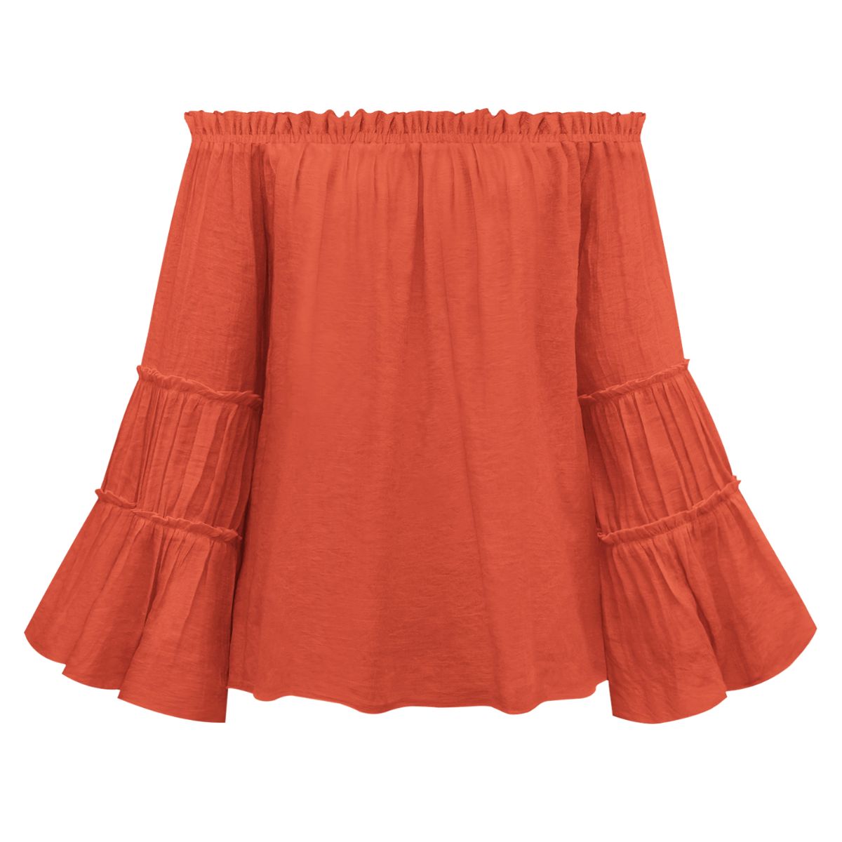 off-shoulder frill trim blouse