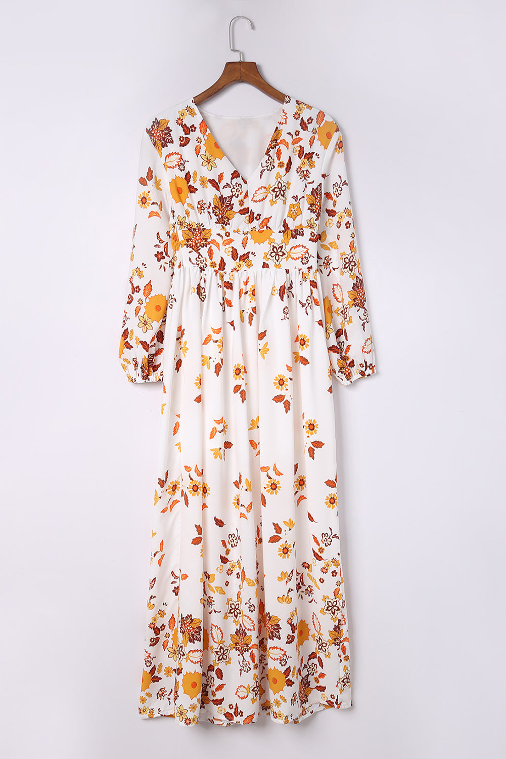 floral v-neck long sleeve maxi dress