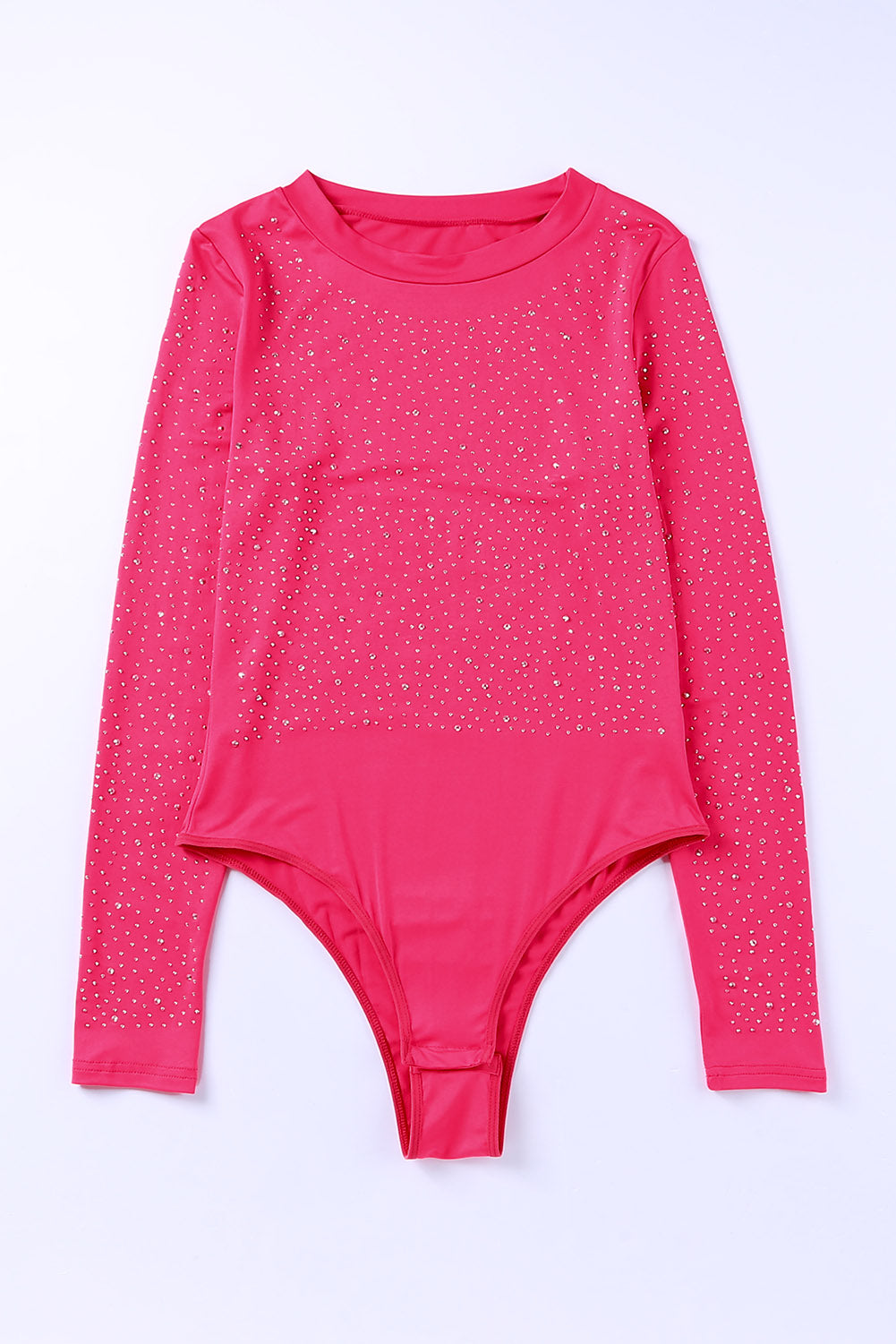 rhinestone round neck long sleeve bodysuit