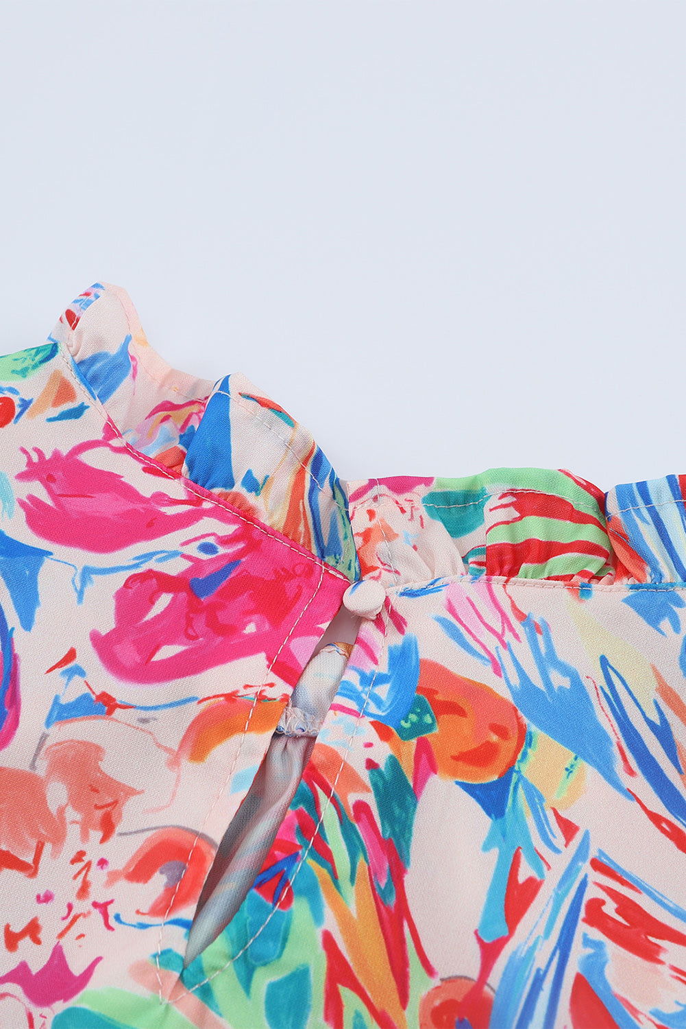 floral round neck butterfly sleeve blouse