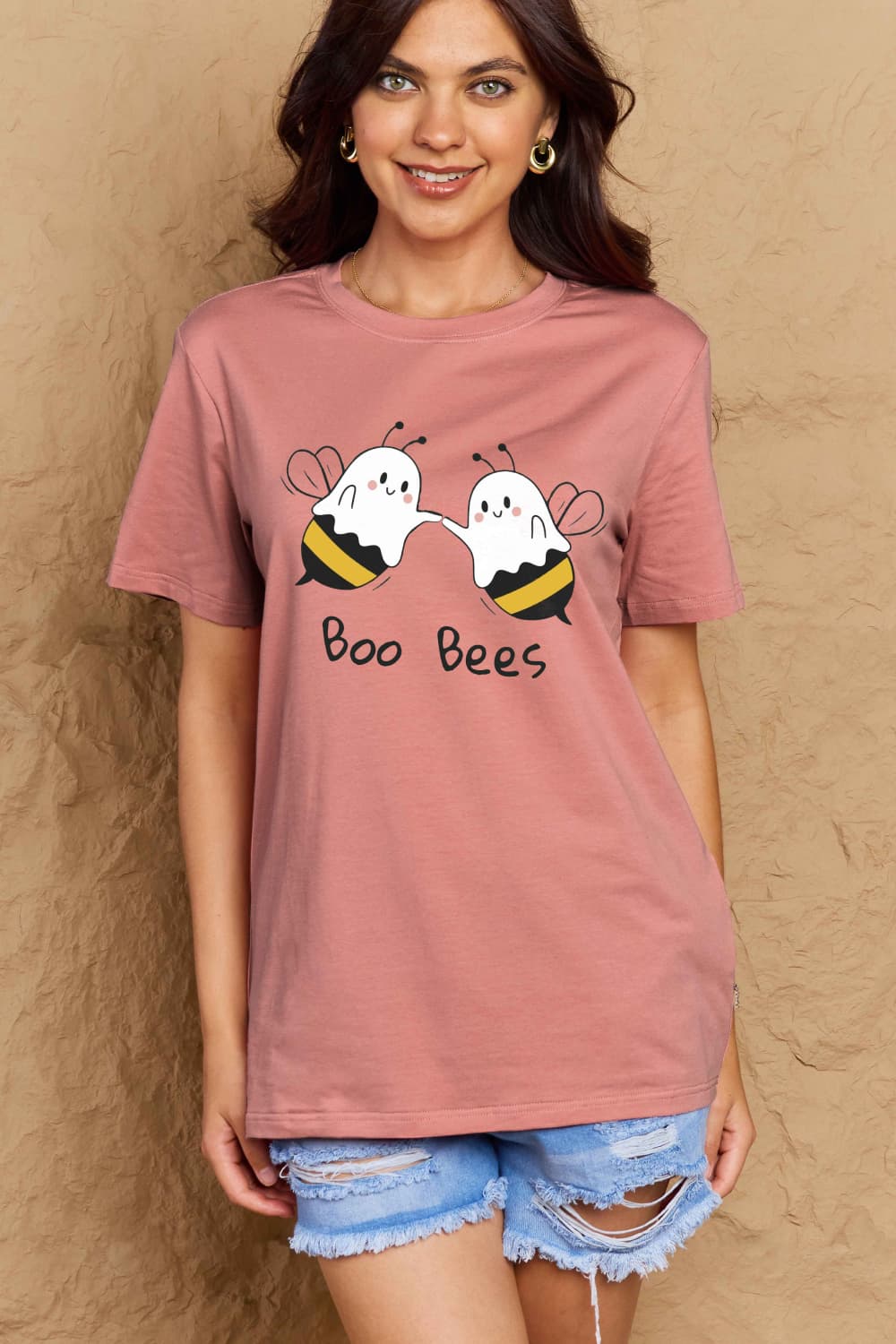 simply love full size boo bees graphic cotton t-shirt