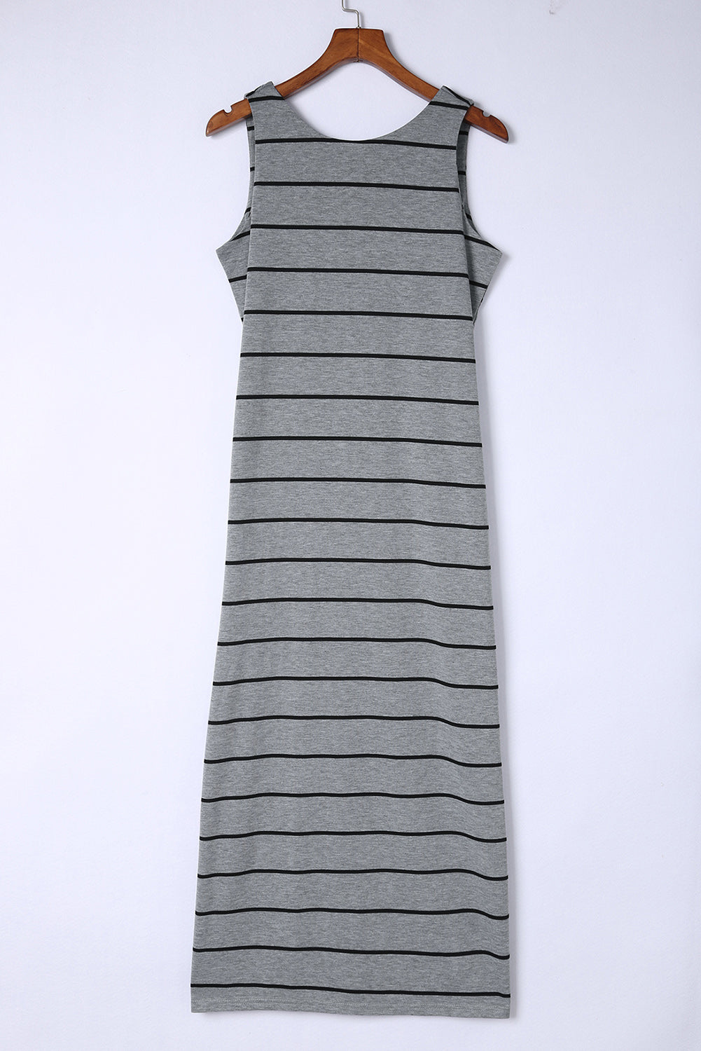 striped slit sleeveless maxi dress
