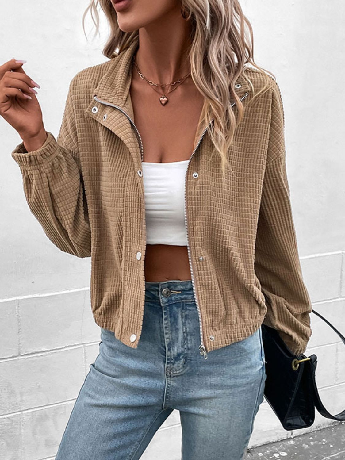 long sleeve dropped shoulder jacket