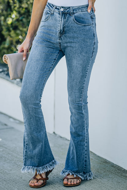 Baeful Frayed Hem Flare Jeans