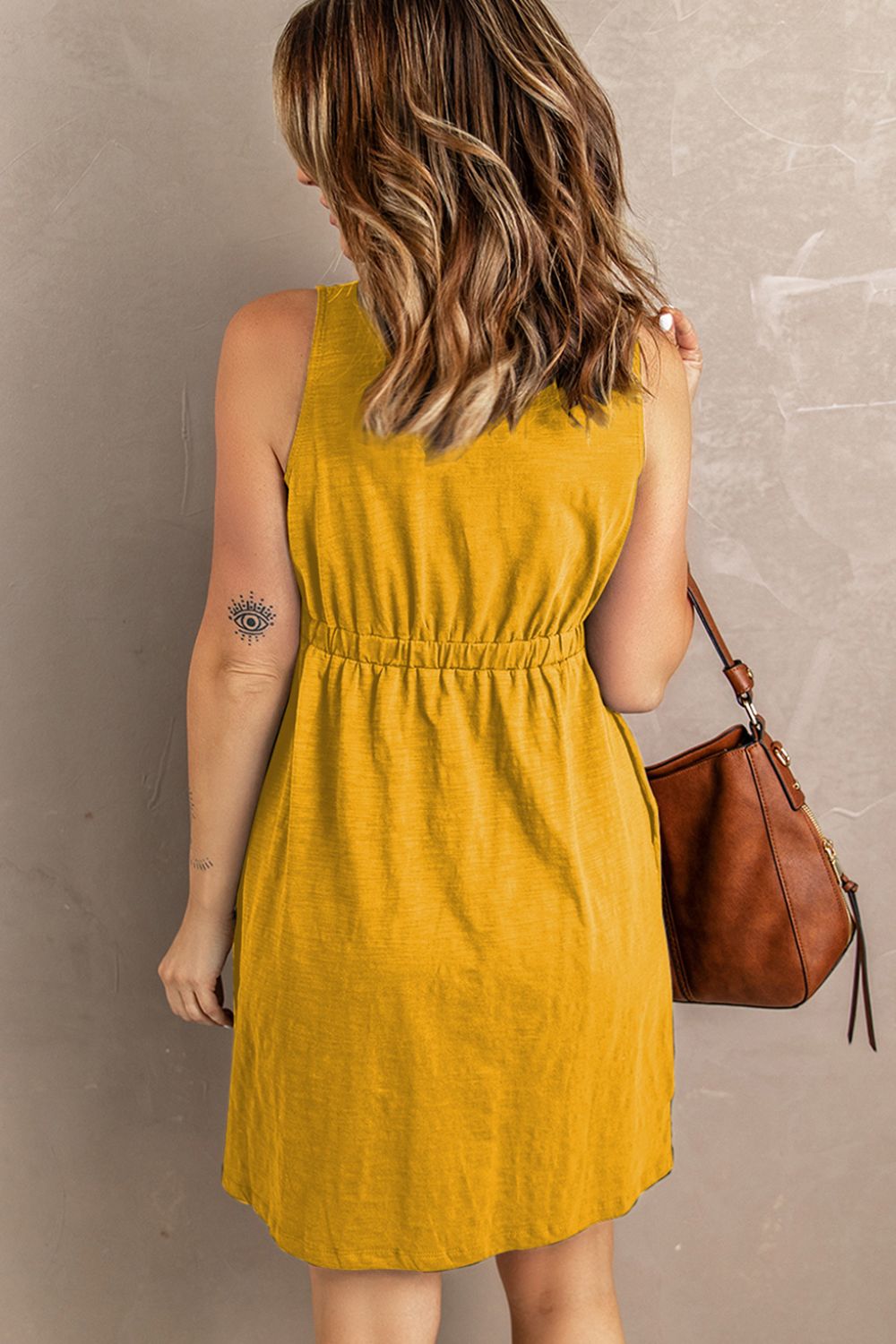 sleeveless button down mini magic dress