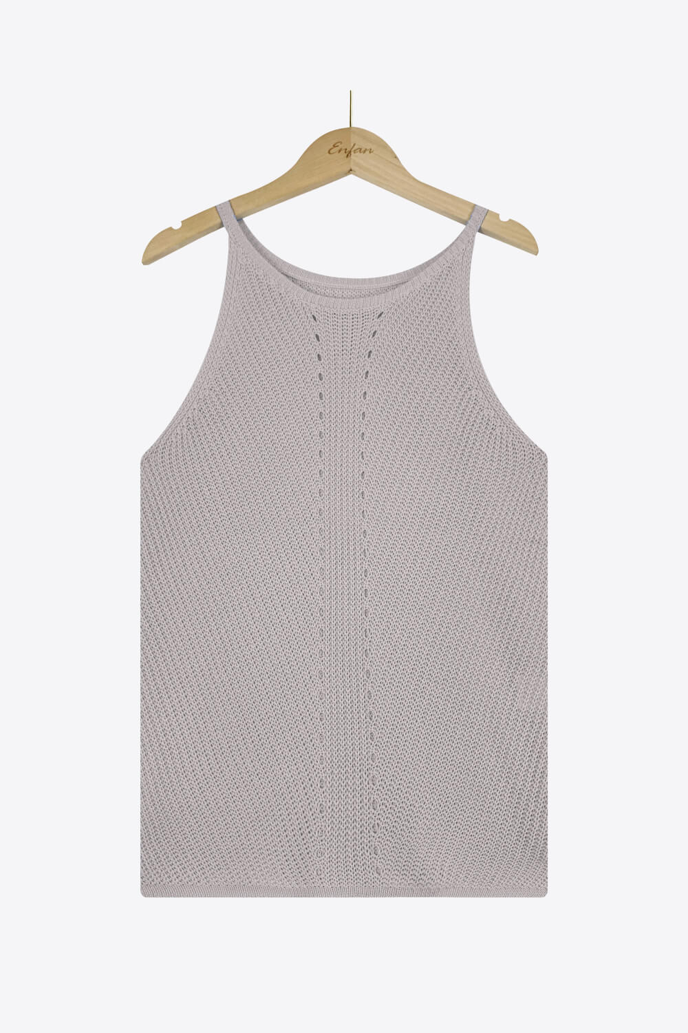 openwork grecian neck knit tank top