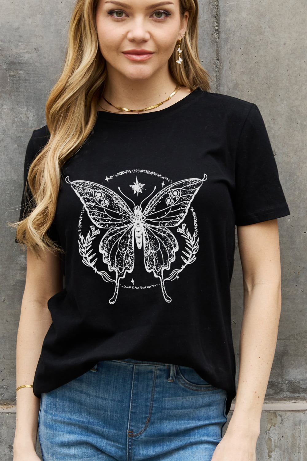 simply love simply love full size butterfly graphic cotton tee