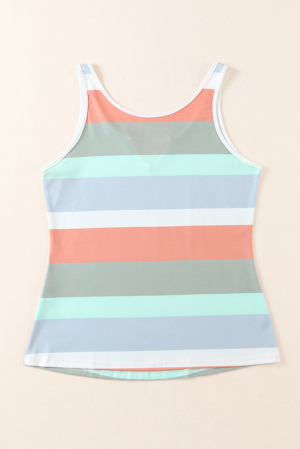 striped notched neck tank