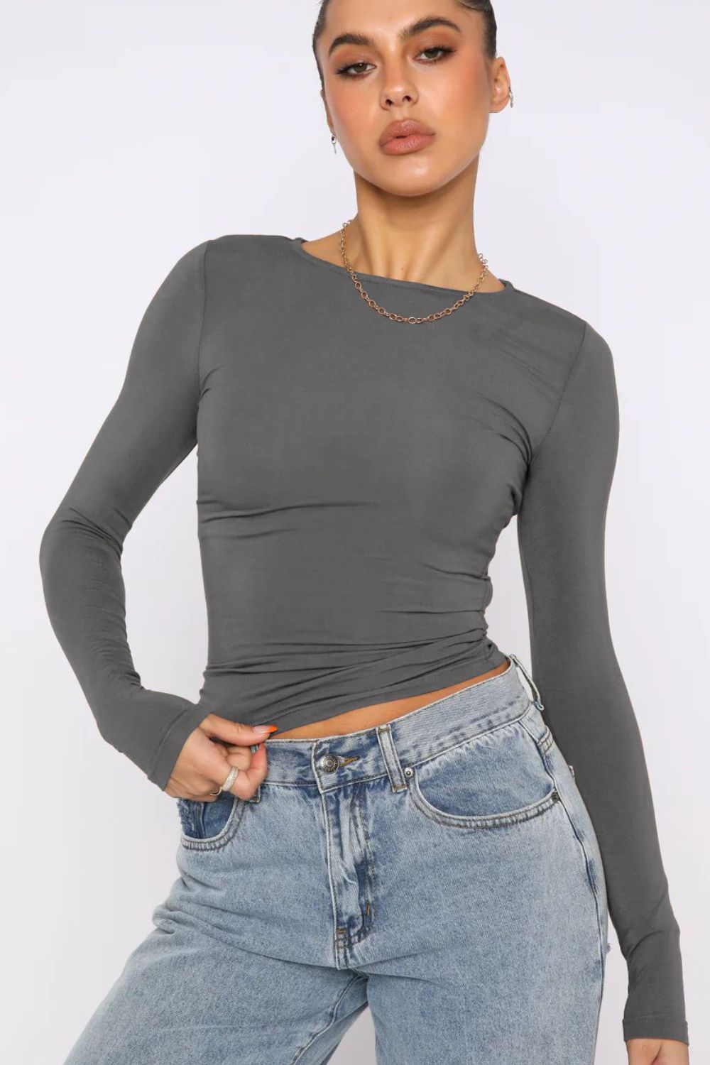 round neck long-sleeve top