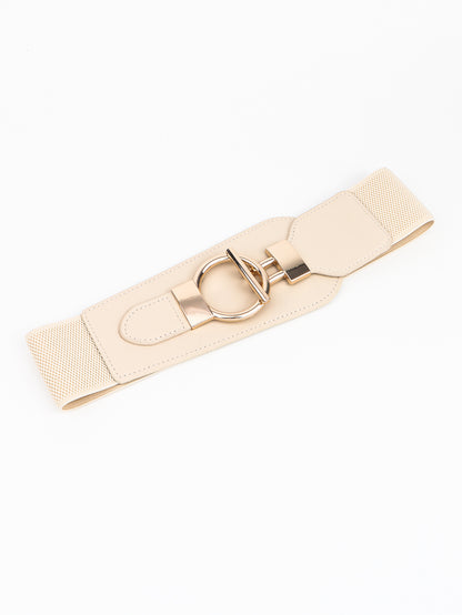 PU Elastic Wide Belt with Alloy Buckle