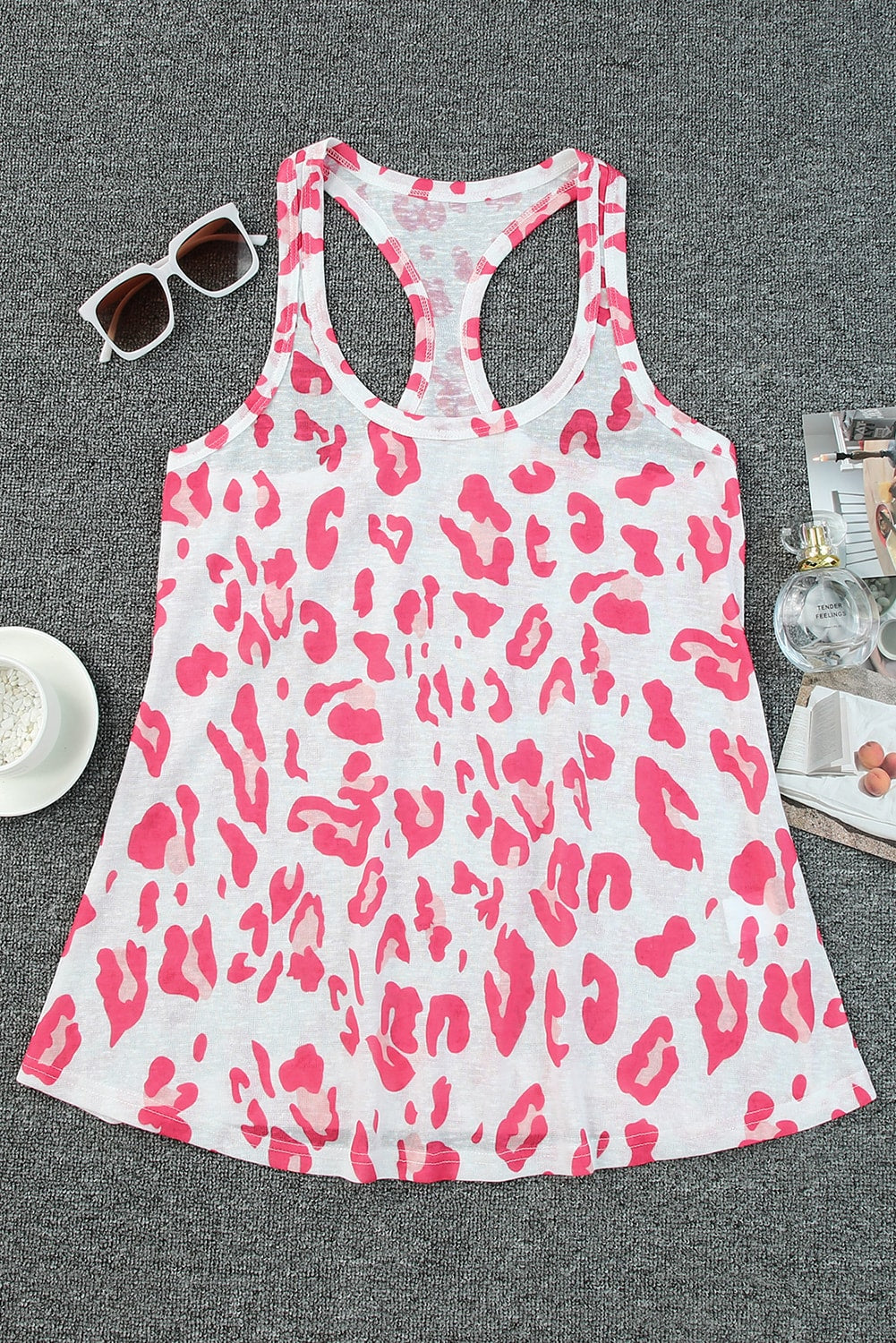 leopard print round neck tank