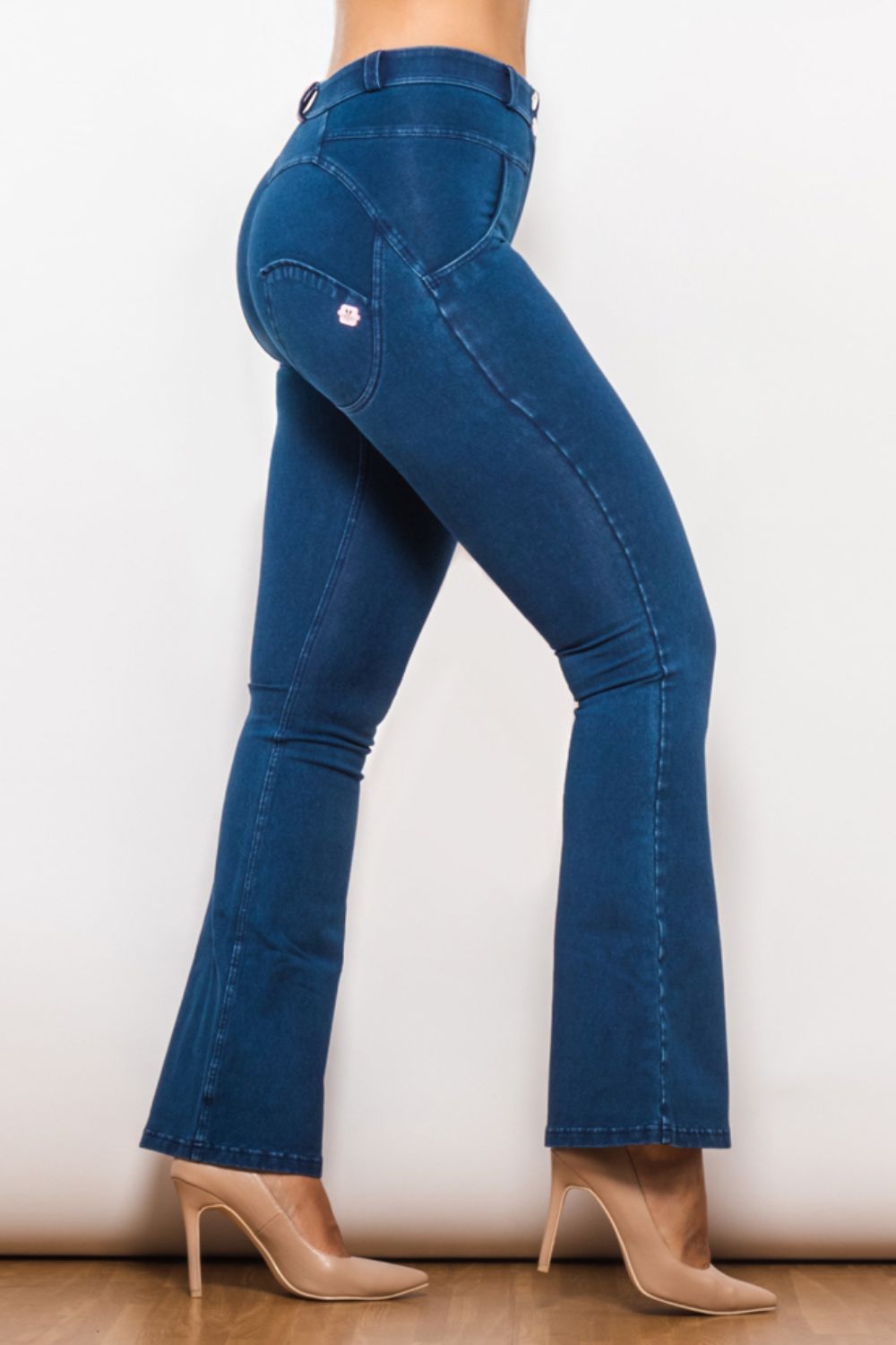 buttoned flare long jeans